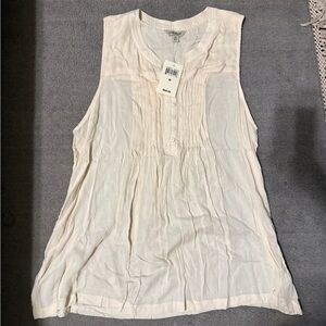 Lucky Brand Ivory Sleeveless Button Front Blouse Size Medium